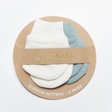 RETIRED - Kudaa Organic Baby Mitten Set - Bunny White & Bay Blue