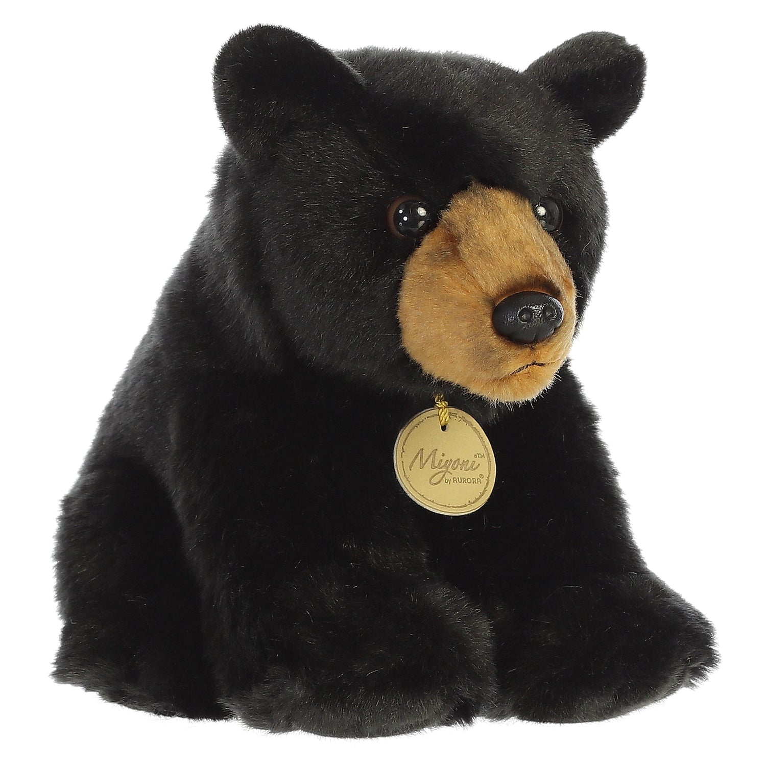 Miyoni Black Bear Plush Toy Stuffed Animal, 9 in
