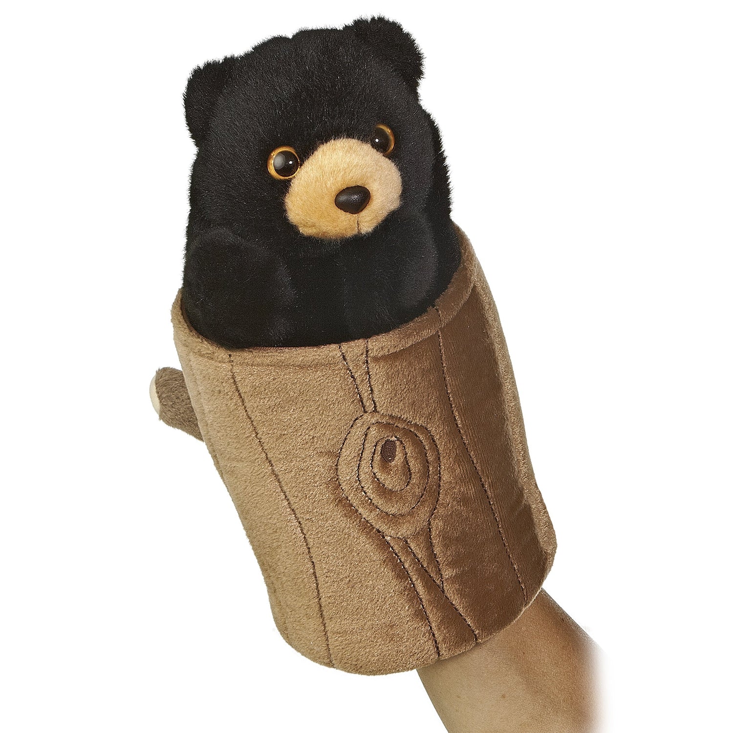 Hand Puppet Black Bear Pop Up Puppet Plush Toy, 10 in