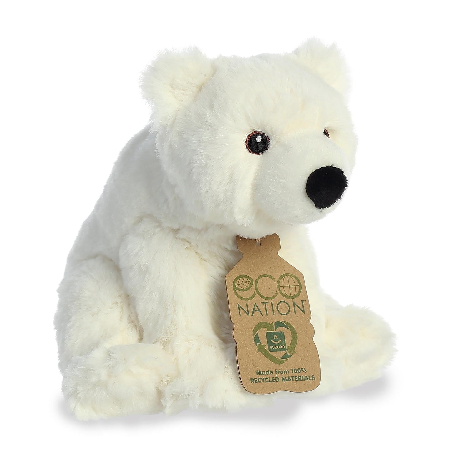 Eco Nation Polar Bear Plush Toy Stuffed Animal, 9.5 in