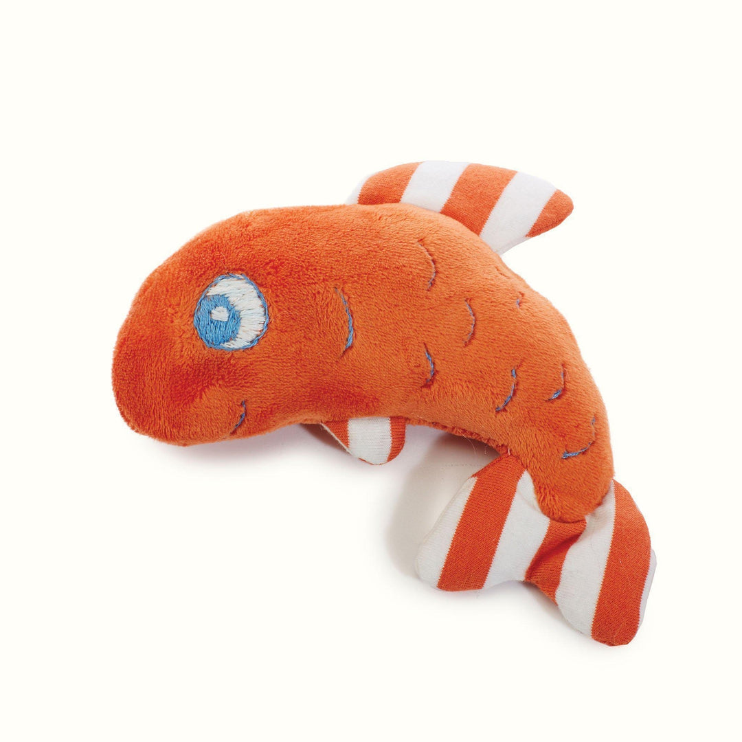 Two Fish Rattles – Soft Baby Toy, 6 in, Orange & Blue