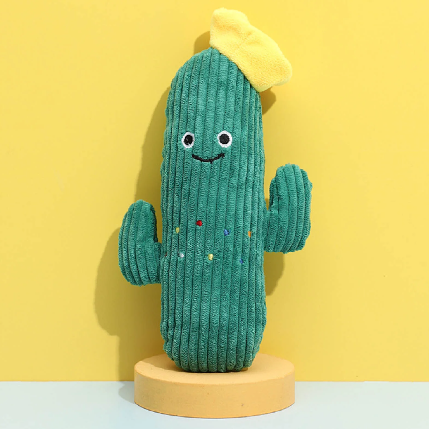 Dog Toy – Cactus Plush Squeaker, Soft & Bite-Resistant