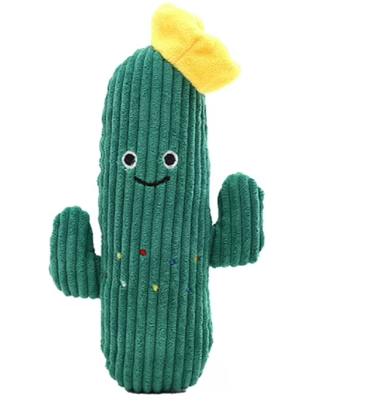 Dog Toy – Cactus Plush Squeaker, Soft & Bite-Resistant