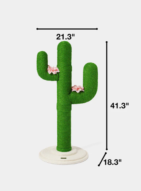 Cactus Cat Tree – Jute Scratching Posts, 41.3 in (Green/Beige)