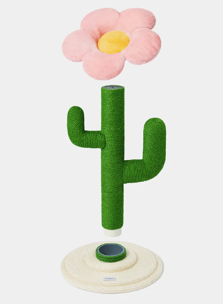 Cactus Cat Tree – Multi-Level with Flower Hammock, Jute Posts, 41.3 in