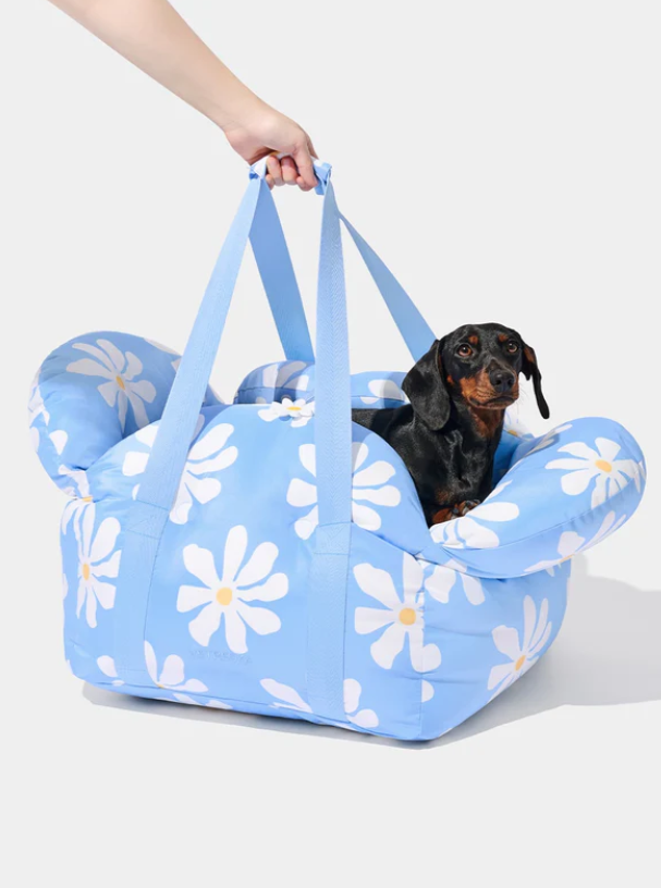 Convertible Pet Car Seat Carrier – Daisy Print, 19.7×19.7×15 in