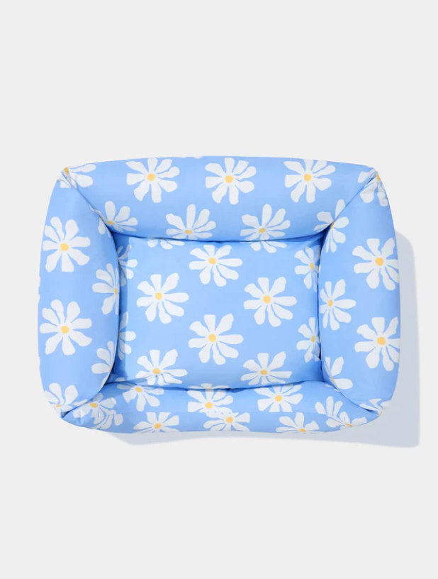 Pet Sofa Bed – Daisy Print, 3-Sided Bolster, Removable Washable Cover (M/L)