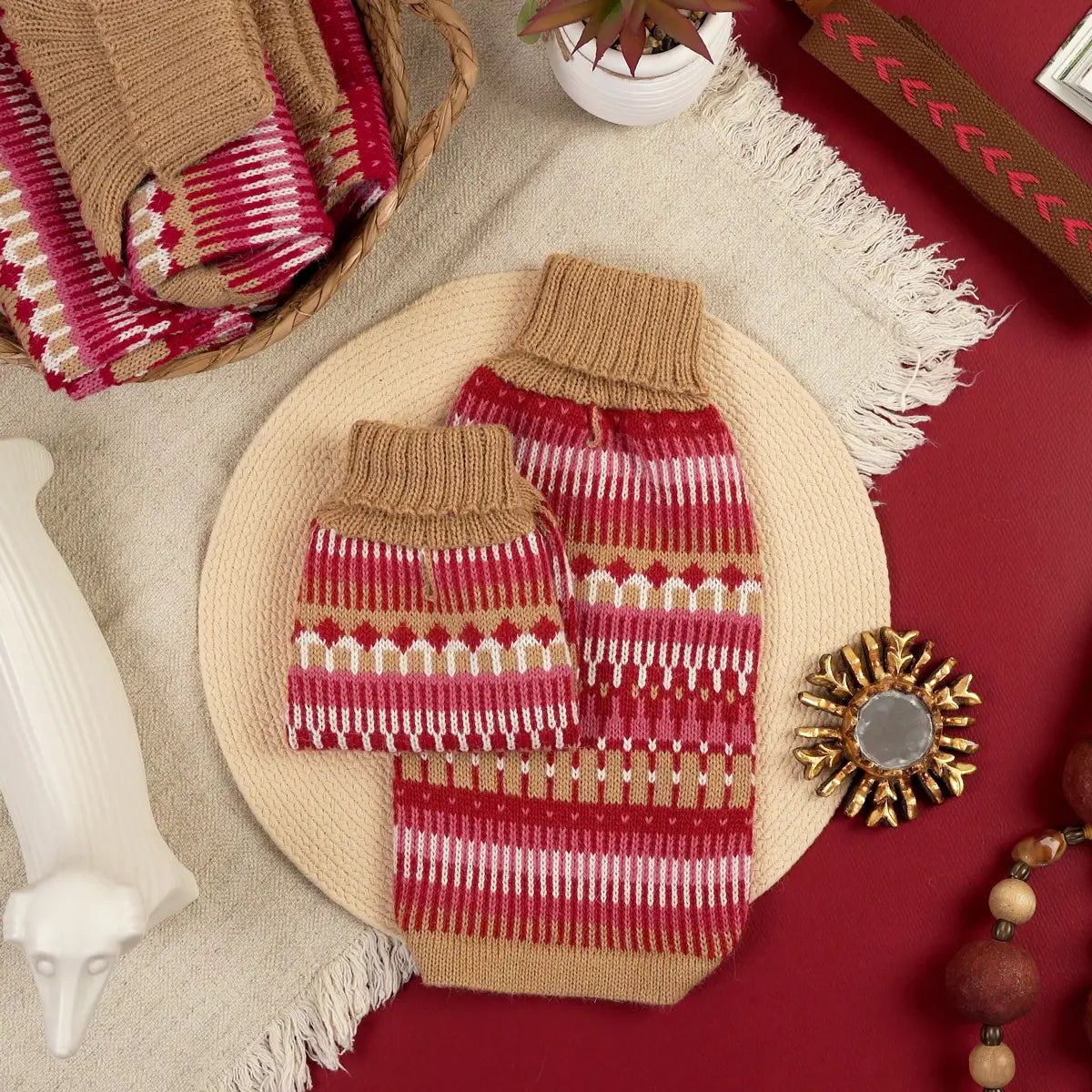 Ice Cherry Alpaca Blend Dog Sweater