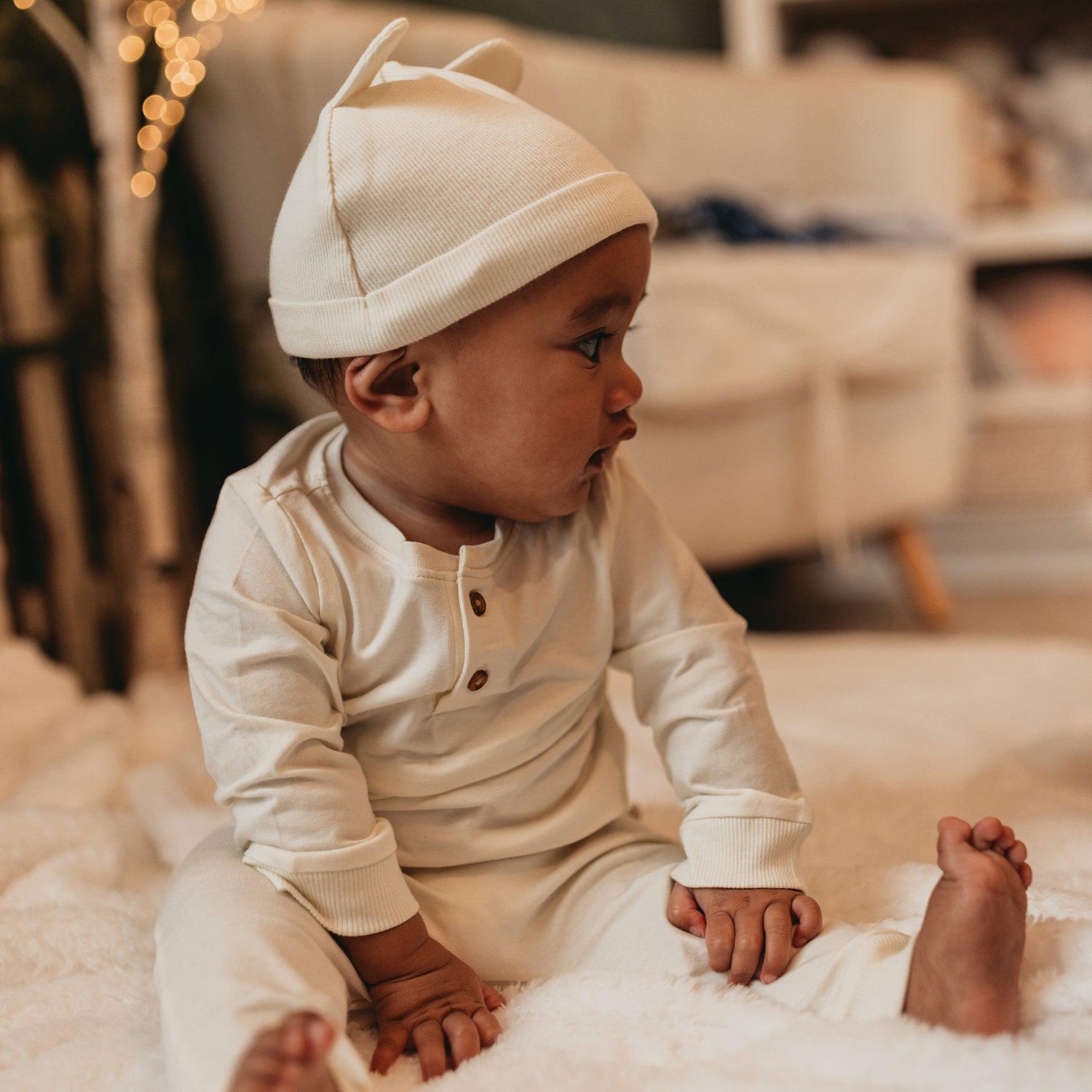 Organic Long Sleeve Bunny Pant Set - Sugar Cookie