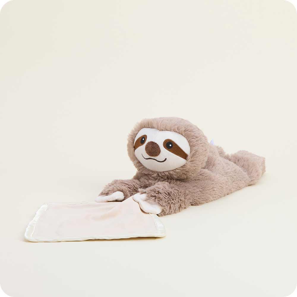 Sloth  Blankie – Heatable Plush with Attached Satin Blanket