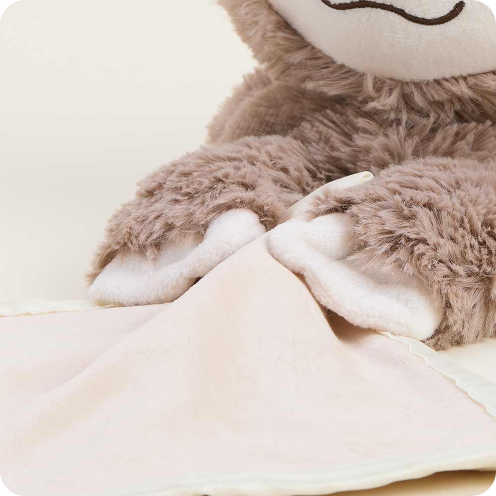 Sloth  Blankie – Heatable Plush with Attached Satin Blanket