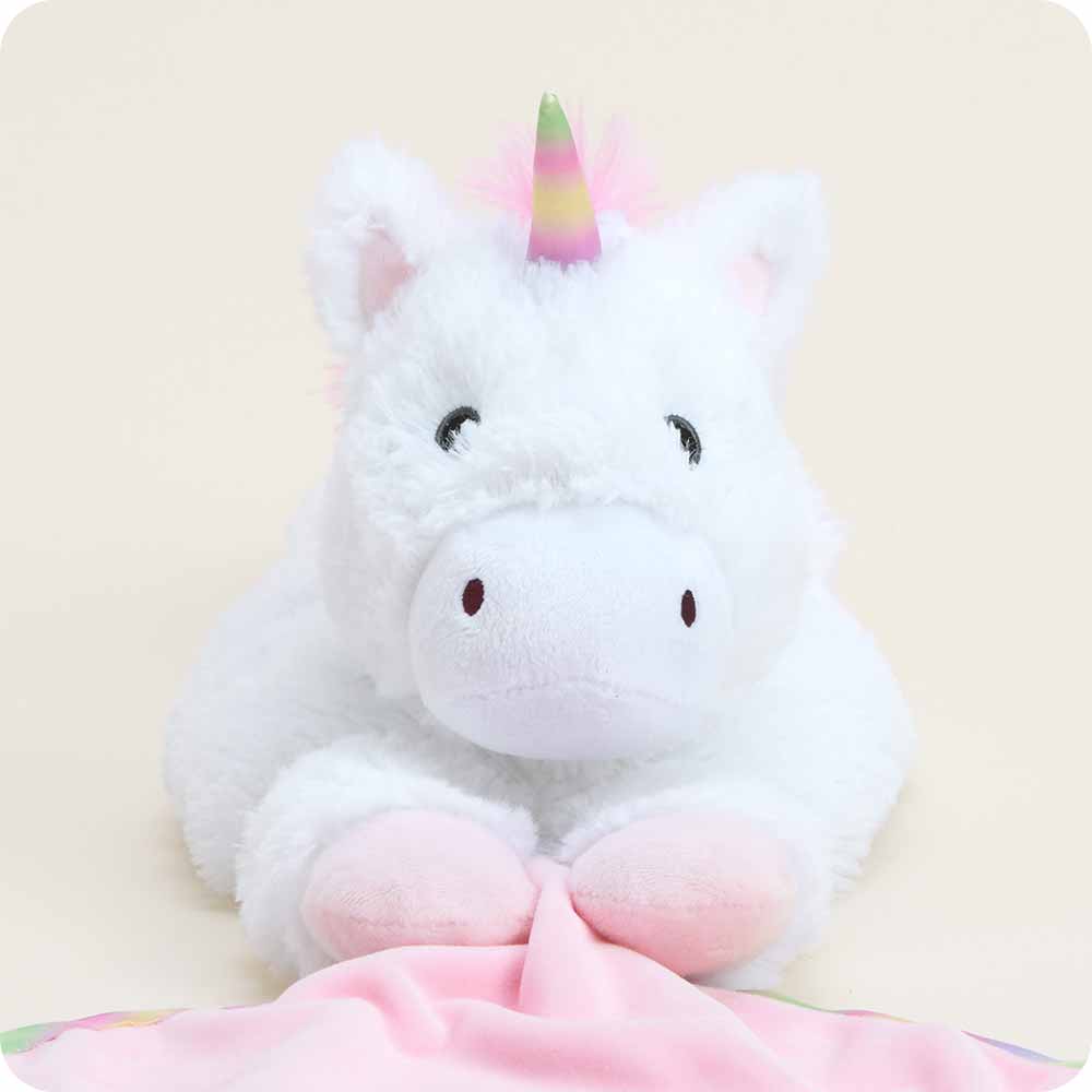 Unicorn  Blankie – Heatable Plush with Attached Satin Blanket