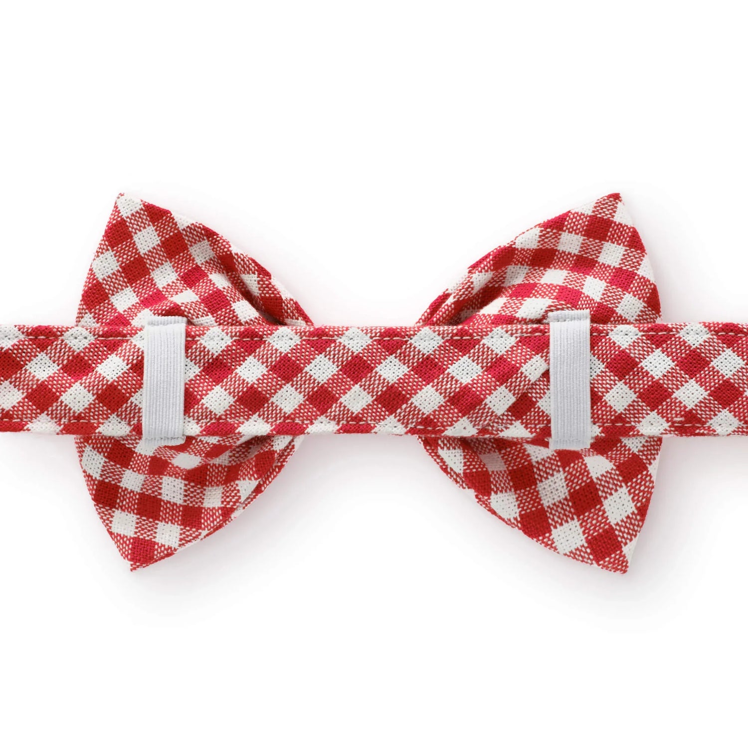 Red Gingham Dog Collar with Removable Bow