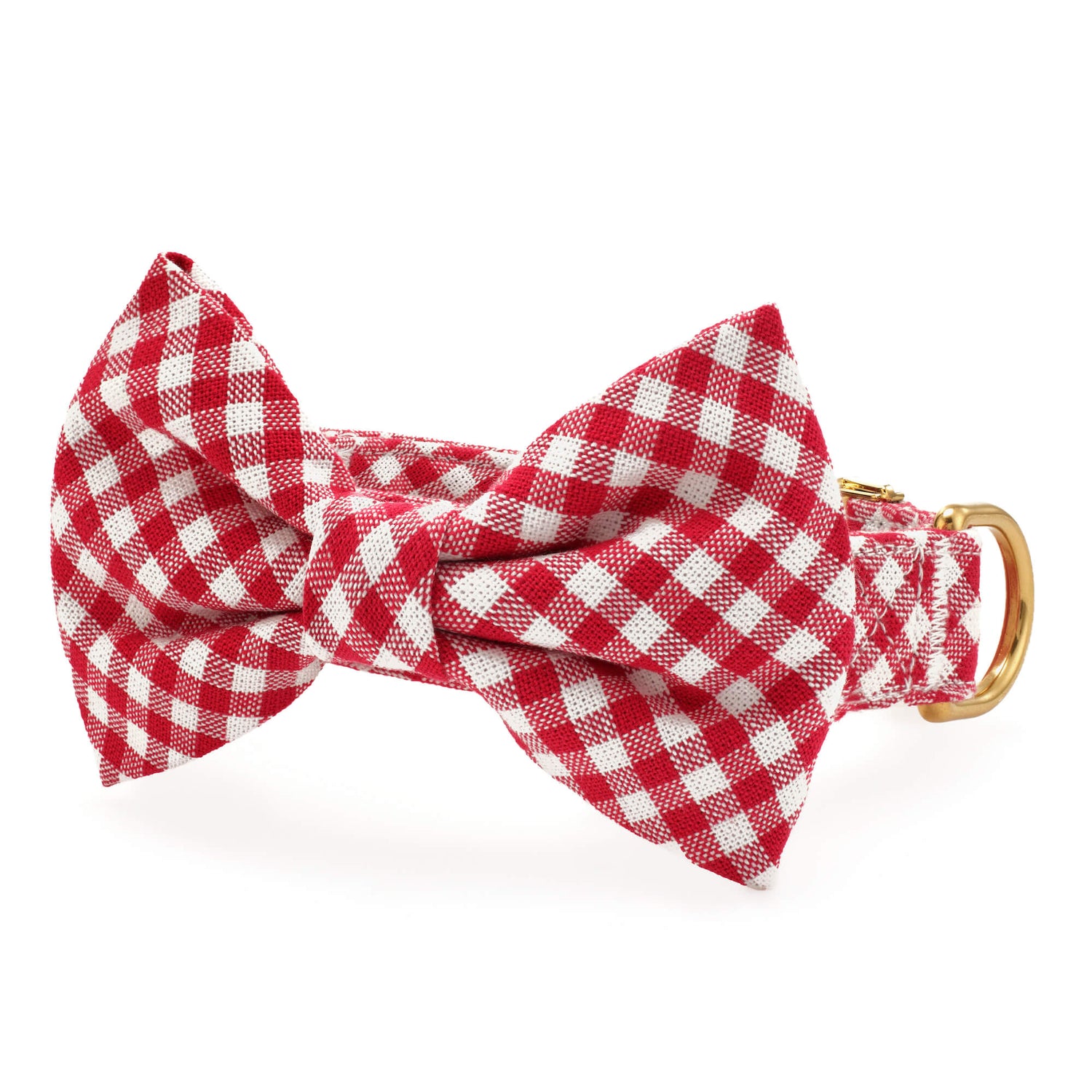 Red Gingham Dog Collar with Removable Bow