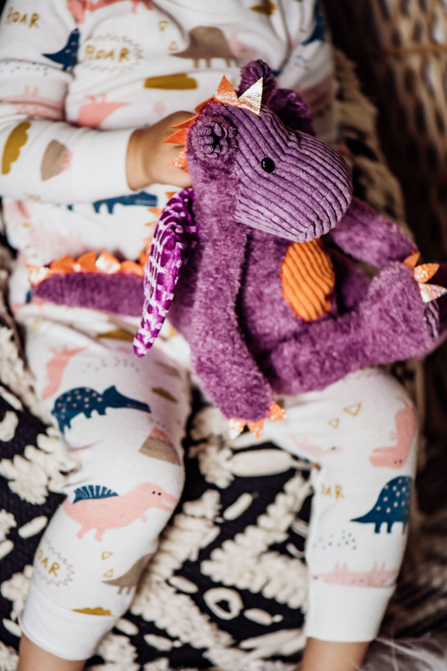 Plush Dragon Toy – Dunkin Purple & Orange Dragon, 13 in