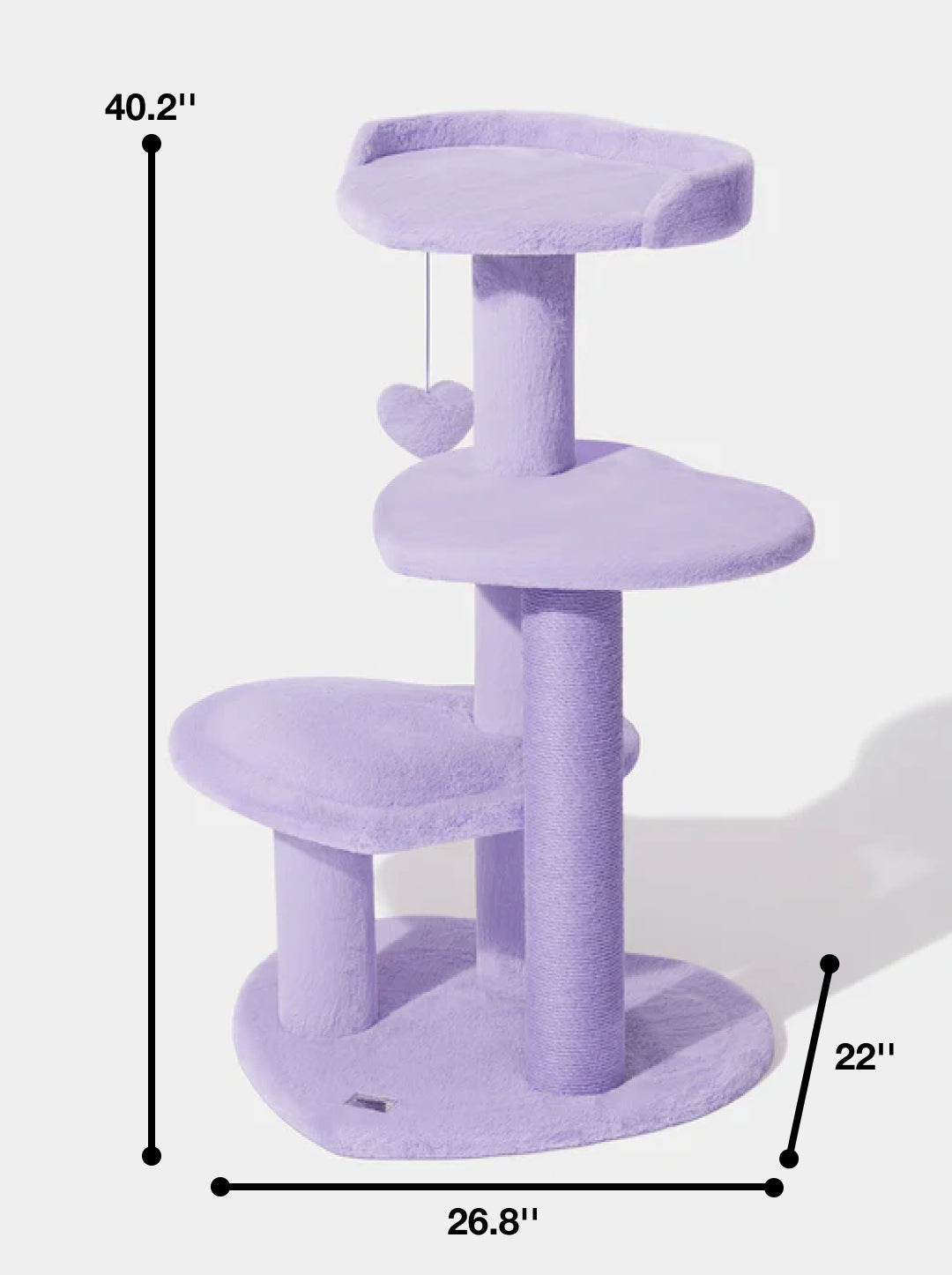 Cat Climber Tower – Four Platforms, Jute & Polyester, 40 in, Purple