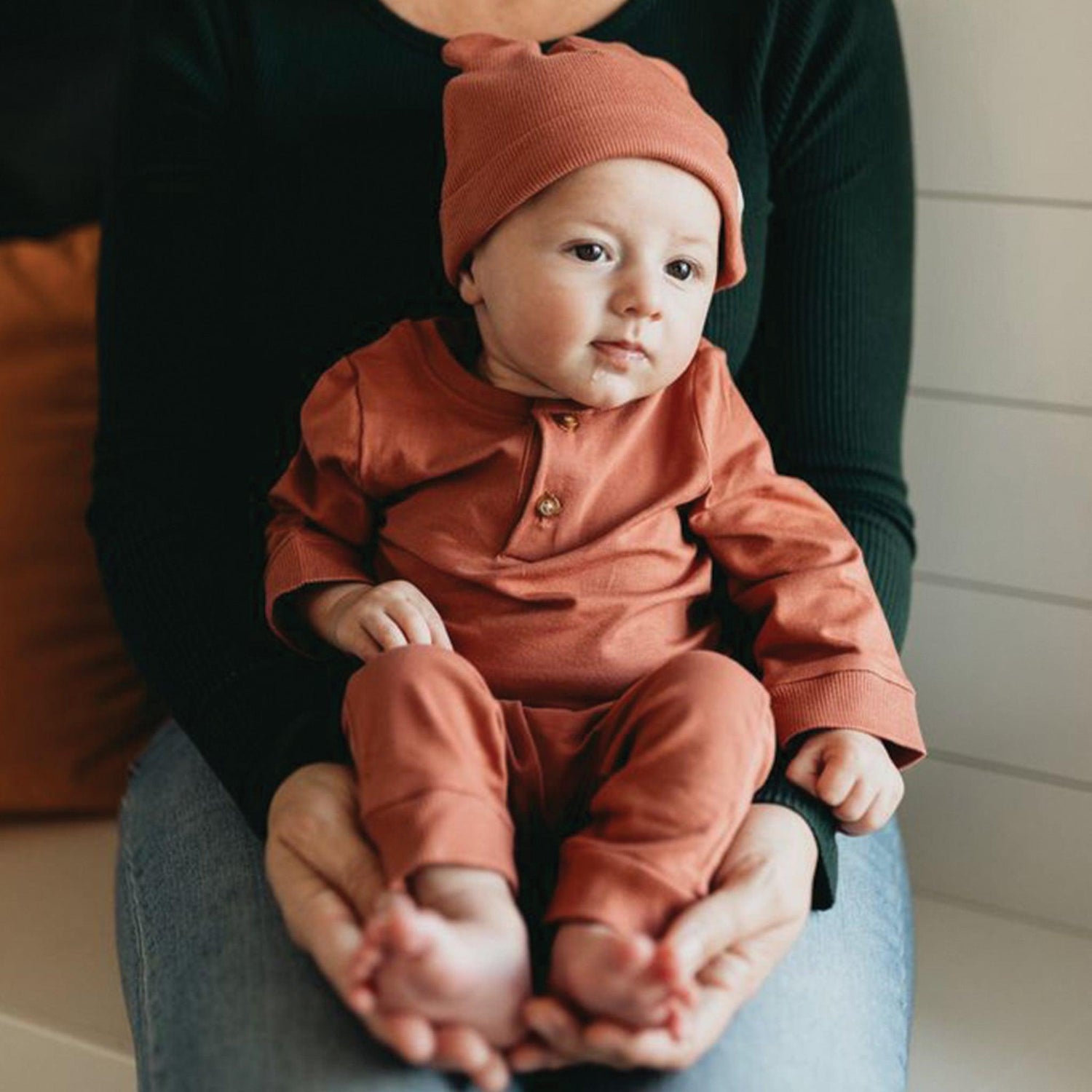 Organic Bunny Ears Cap - Paprika