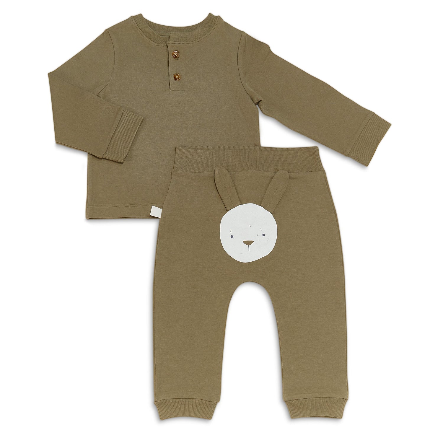 Organic Long Sleeve Bunny Pant Set - Bayleaf