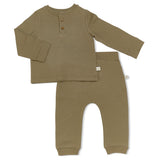 Organic Long Sleeve Bunny Pant Set - Bayleaf