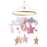 Baby Wooden Moon Bear Crib Mobile – Natural Wood Hanging Nursery Decor