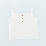 Organic Button Tank - Bunny White