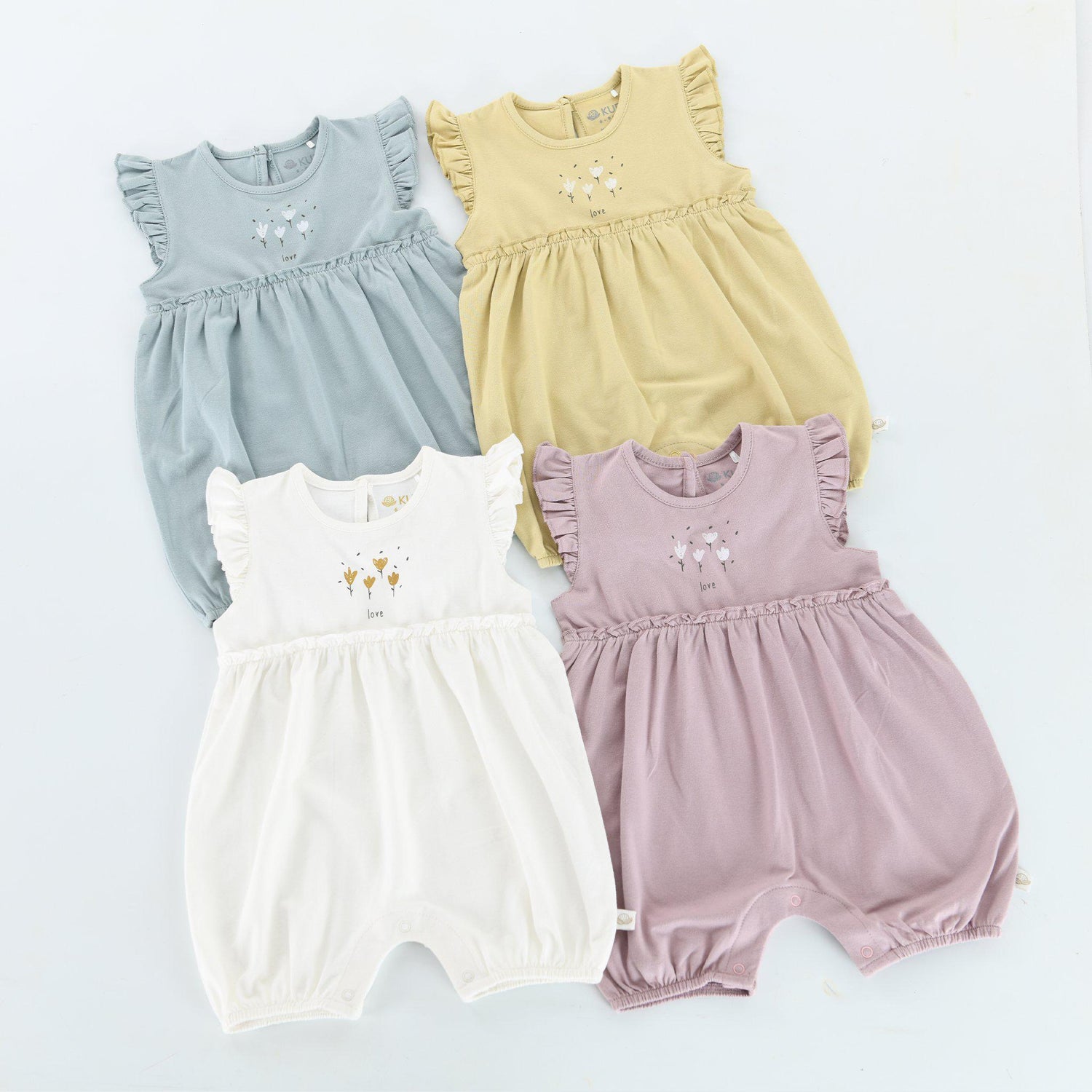 Kudaa Organic Frilly Romper - Bunny White
