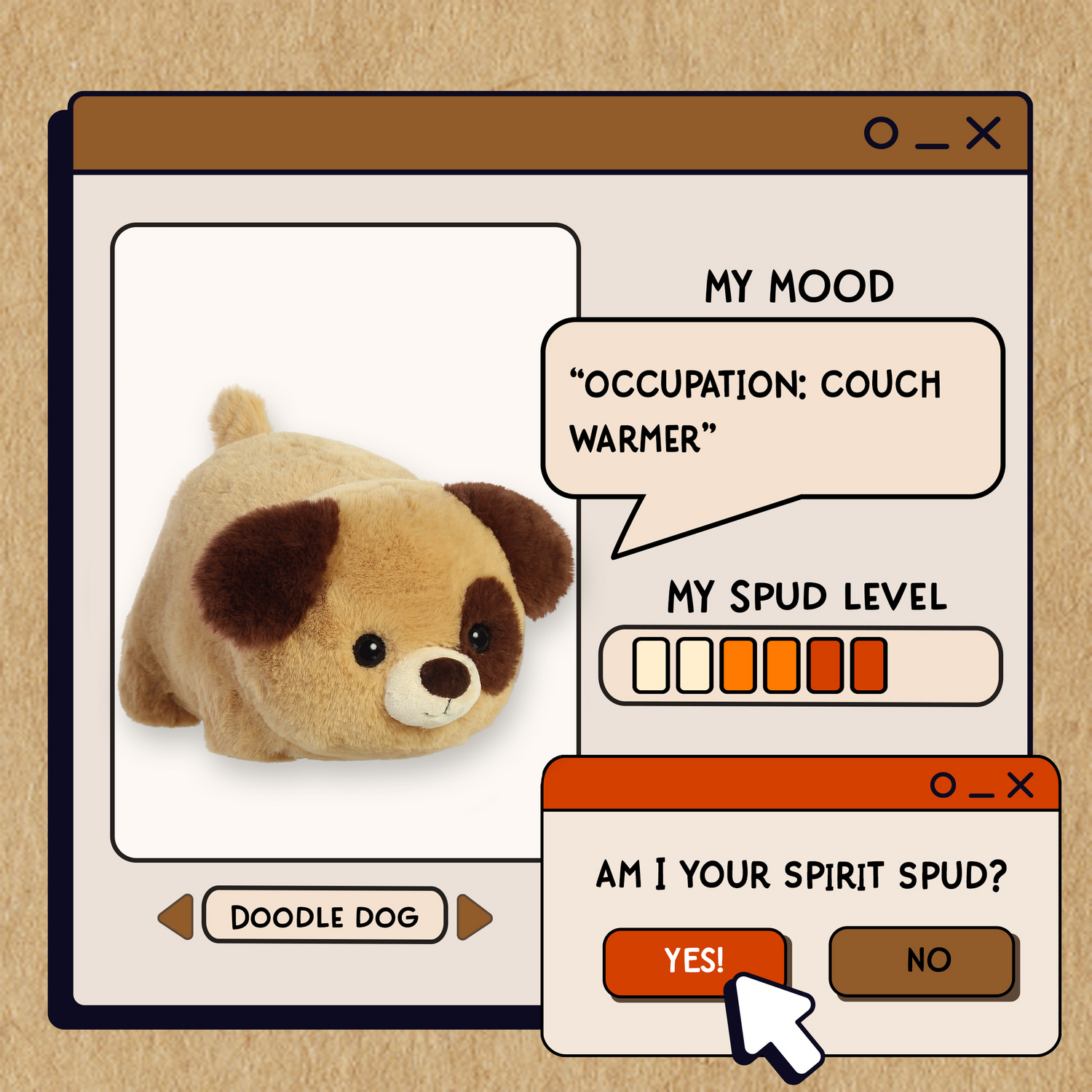 Spudsters Doodle Dog Plush Toy Stuffed Animal, 10 in