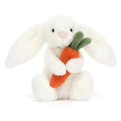 Plush White Bunny with Carrot – 18cm - Waydiy